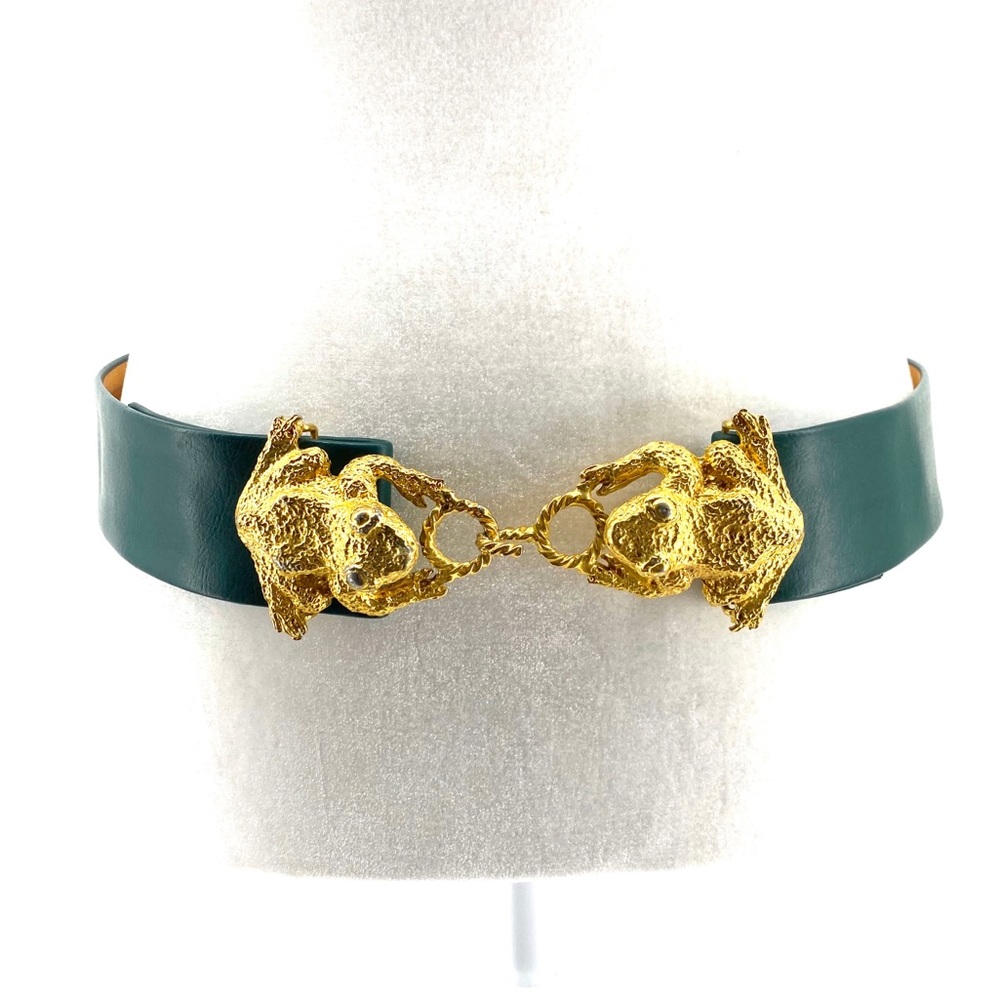 Vintage Green and Gold Frog Buckle Belt